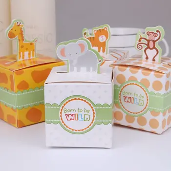 20pcs Loomade Candy Kastid Wild Üks Sünnipäev Decor Lapsed Kingitus Pakend Karp Kott Safari Sünnipäeva Džungli Looma-Box