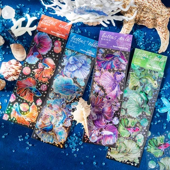 2tk Ocean World Dekoratiivsed PVC Kleebised Pack Scrapbooking DIY Materjali Dekoratiivsed Kirjatarvete Kleebised Värvikas Kuldkala