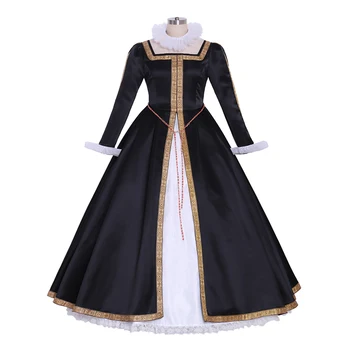 Cosplaydiy Keskaja Tudor Kuninganna Elizabeth Cosplay Kostüüm Kleit Renessanss Must Kleit Kleit L320
