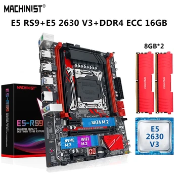 MASINIST E5 RS9 Emaplaadi LGA-2011-3 Komplekt Kit Xeon E5 2630 V3 CPU Protsessor 16G=8Gx2 DDR4 ECC RAM-SATA Combo NVME M. 2 USB 3.0