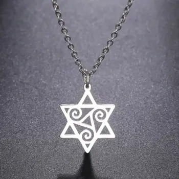 Dawapara Taaveti Täht, mille Kolmekordne Spiraal Triskelion Hexagram Kaelakee Naiste Double Layer Roostevabast Terasest Juudi Ehted