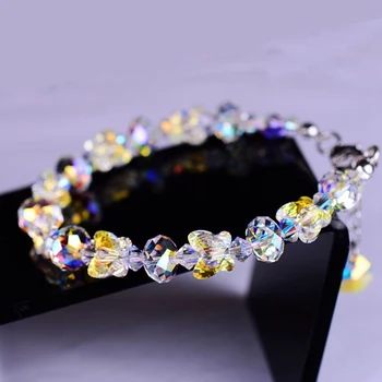 Korea Uus Luksus Liblikas Crystal Pärlitest Käevõru Naistele Naiste Värviline Ring Läikiv Kristall Helmed Reguleeritav Ehted Kingitus