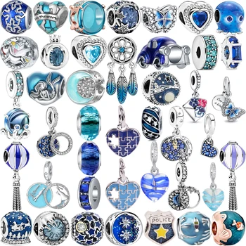 Fashion Blue Dream Catcher Armastus Tsirkoon Rant Galaxy Ripatsid Sobivus Originaal Pandora Charms Hõbeda Värvi Käevõrud DIY Naiste Ehted