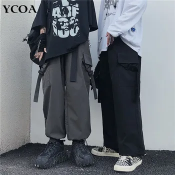 Naiste Cargo Püksid Liiga Harajuku Kõrge Vöökoht Püksid Korea Fashion Hip-Hop Must Esteetiline Gooti Streetwear Y2k Riided