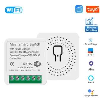 Tuya Wifi Mini Smart Switch 2-Tee Traadita 16A Lülitab Võimu Jälgida Smart Home Kontrolli Kaudu Smart Elu Alexa Alice Google Kodu
