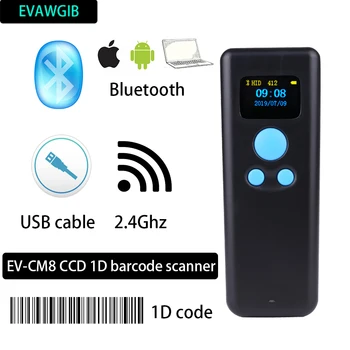 EV-CM8 CCD 1D Bluetooth vöötkoodi, koos salvestamise funktsioon, traadita vöötkoodi lugeja raamatukogu ladu EV-J08 odav skanner