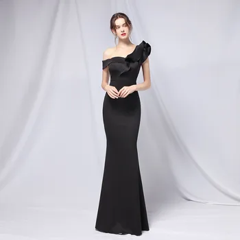 Üks-Õlg Fashion Õhtu Kleit Pikk Elegantne Ja Õhuke Seksikas Fishtail Värviga Põranda-Pikkus Suve Kleit Uus Stiil