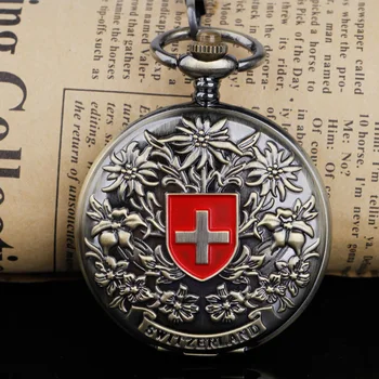 Graveeritud Peen Šveits Punase risti Õõnes Käsi Tuul Mehaaniline taskukella Meeste ja Naiste Pronks Toon Sünnipäeva Kingitus