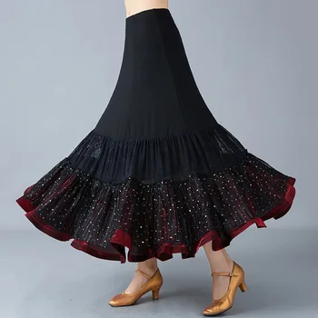 Täiskasvanud Ballroom Tantsimine Seelik Mustad Flamenco Seelikud Kõhutantsu Ülikond Naiste Valss Tantsu Kostüümid Tantsusaal Kleit D0801