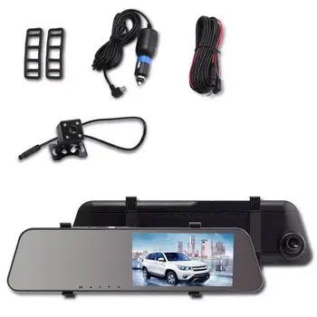 Car DVR Speedcam Rearview Mirror Kaamera radariavastaja Auto videosalvesti Full HD 1080P Kriips Dual Kaamera Objektiivi Sõidu Diktofon