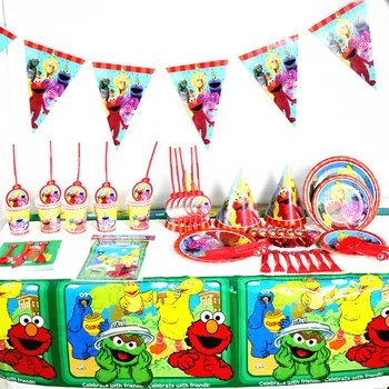 Sesame Street Peace Elmo Partei Teenetemärgi Lauanõud Paber Cup Plaat õled Müts Baby Shower Õhupalli Kids Sünnipäeva Tarvikud