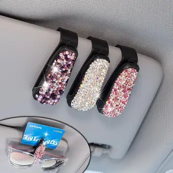 Auto klaasid clip multifunktsionaalne auto, päikeseprillid bracket auto silma kasti armas diamond inkrusteeritud naine auto visiir clip