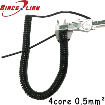GB 4 Core Kevadel Traadist Spiraal elektrikaabel 0.5 Square 2,5 m 5 m 7,5 m Must Juhe Extensible Traat