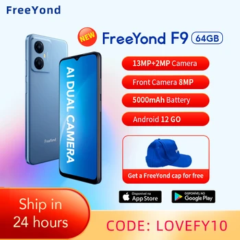 FreeYond F9 Mobiiltelefonides 64/128GB 13MP+2MP Kaamera 5000mAh Unisoc Octo Core Android Mobiiltelefonid