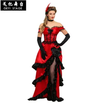 Halloween Lihavõtted Cosplay Punane Pikk Kleit Etapp Kleit Broadway Mustkunstnik, kostüümid, Baar, Ööklubi Alustada Tantsu Kostüüm Näidata riided
