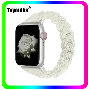 Toyouths Veniv Kootud Watch Band Apple Vaadata 38mm/40mm/41mm Polüester Põimitud Slim Bänd iWatch Seeria SE 7 6 5 4 3 2 1