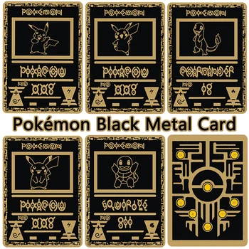 Pokemon Metall Kaardid Anime Mäng Läikiv Kaardi Custom Metall Pokemon Black Kaardi Mänguasjade Kogumise Animatsiooni Cartas Metalicas
