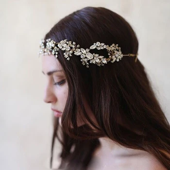 Barokk crown Kuldne/ Tiara Crystal Peapael Vintage pruudi juuksed tarvikud peakatet tarvikud kroon ja tiara