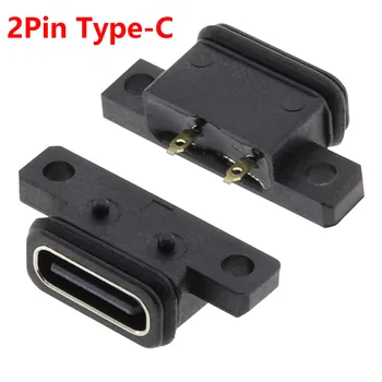 2-20PCS USB-C Tüüpi Veekindel Pesa Tüüp-C 2Pin Naine Power Jack Socket Koos Kruvi Auk Kummist Rõngas Laadimine Sadamas Dokk