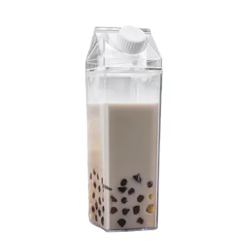 Piimapakki Vee Pudel Loominguline Ruudukujuline Läbipaistev Cup Eco-Sõbralik Vee Mahuti Ideaalne Harrasteita Sport