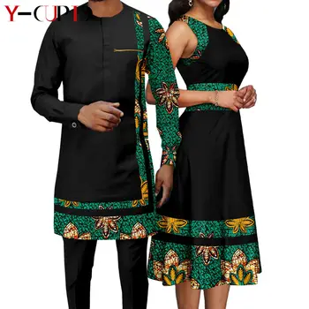 Aafrika Riided Paarid Bazin Riche Aafrika Kleidid Naiste Võistluse Meeste Varustus Dashiki Segast Top ja Püksid Komplekti Y22C022