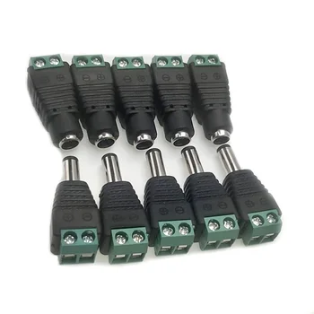 10tk(5 komplekti) Mees+ Naine DC Connector 5.5*2.1 mm Power Jack Adapter Plug-Kaabli Ühenduspesa 3528/5050/5730 LED Valgus