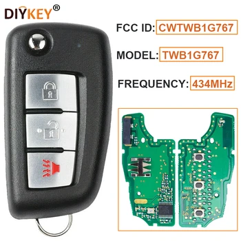 DIYKEY FCC:CWTWB1G767 Mudel:TWB1G767 433MHz 3 nuppu Smart Remote Võti Fob PCF7961M Kiip Nissan Rogue, X-Trail 2014-2020