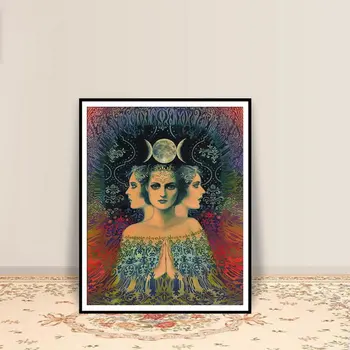 Kuu Jumalanna Mõistatus Psühhedeelne Tarot Plakati Print Bohemian Mustlane Kunsti Kodu Kaunistamiseks Plakateid Ja Prindib