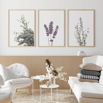 Põhjamaade Stiilis Eukalüpt, Lavendel Plakatid Botaanika Lõuendile Maali Talumaja Seina Art Pilte elutuba Kodu Kaunistamiseks