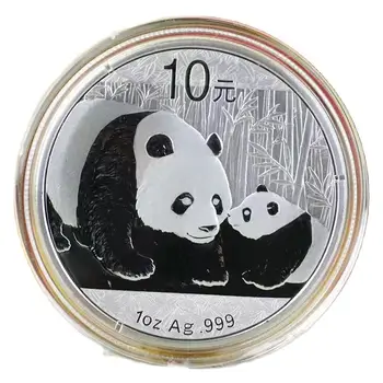 2011 Hiina Panda hõbemünt 1-untsist, Ag .999 Mälestusmündid Uus Aasta, Jõulud Kingitused, 10 Jüaani