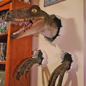1tk Päris Naljakas Imitatsioon Õrn Dinosaurus Seina Kuju Velociraptor Wall Decor Set Vaik Figuriin Seina Figuriin Home Decor