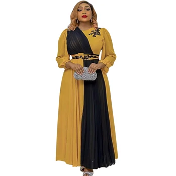 Aafrika Kleidid Naistele, 2022 Uus Mood Sifonki Plisseeritud Maxi Kleit Pikk Varrukas Elegantne Kleit Moslemi Abaya Seal Kaftan Ankara Bubu