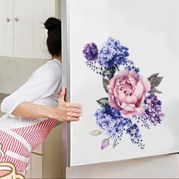 Värvikas lille õie viinapuu külmkapp seina kleebis vannituba wc, külmik, kapp decor pvc seina kleebised diy kunsti kingitus