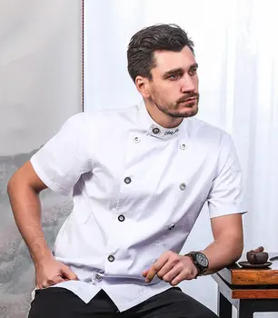 2019 Kvaliteetne Valge Top Chef Restoranis Köök Pikad Varrukad Koo Jope Meestele Toiduvalmistamis Kanda Topelt Karavan Ametirõivad