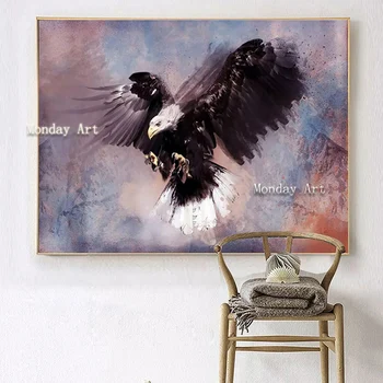Käsitsi maalitud Lõuend Eagle Frameless õlimaal Kodu Kaunistamiseks loomade värvimine eagle pilt Seina art maali-Lapsed Tuppa