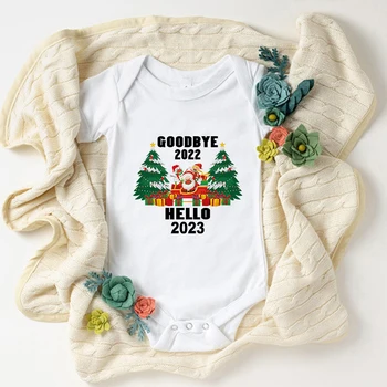 Jõulud Beebi Bodysuits Hüvasti 2022 Tere 2023 Cartoon Santa Claus Prindi Vastsündinud Lapse Pidžaama Poiss, Tüdruk Onesies Ropa De Bebe