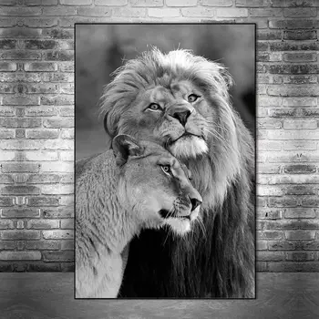 Aafrika Metsik Lõvi Plakat Must Ja Valge Loomade Lõuend Maalid Seina Art Prints Modulaarne Pilt elutuba Decor