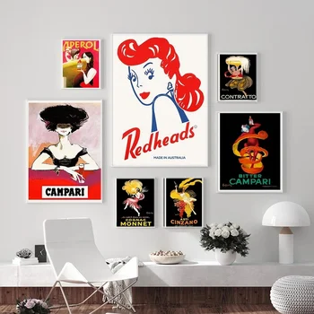 Retro Stiilis Vermut Martini Plakatid, Prindid Spagetid Punapea Seina Art-Pildid Lõuendile Maali Juua Reklaami Kodu Baar Decor