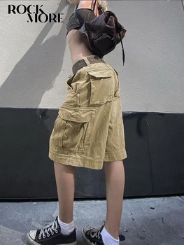 Rockmore Harajuku Teksad, lühikesed Püksid Naine Streetwear Kottis Sirge Lasti Vabaaja Püksid Teksariidest Põlve Pikkus Põhjad Y2K Taskud korea