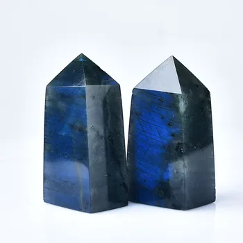 1TK Füüsiline Väike Labrador Tetrahedral Punkt Sinine Kuukivi Energia Tower Sinine Aura Crystal Magic Wand Raw Kristallid Decor